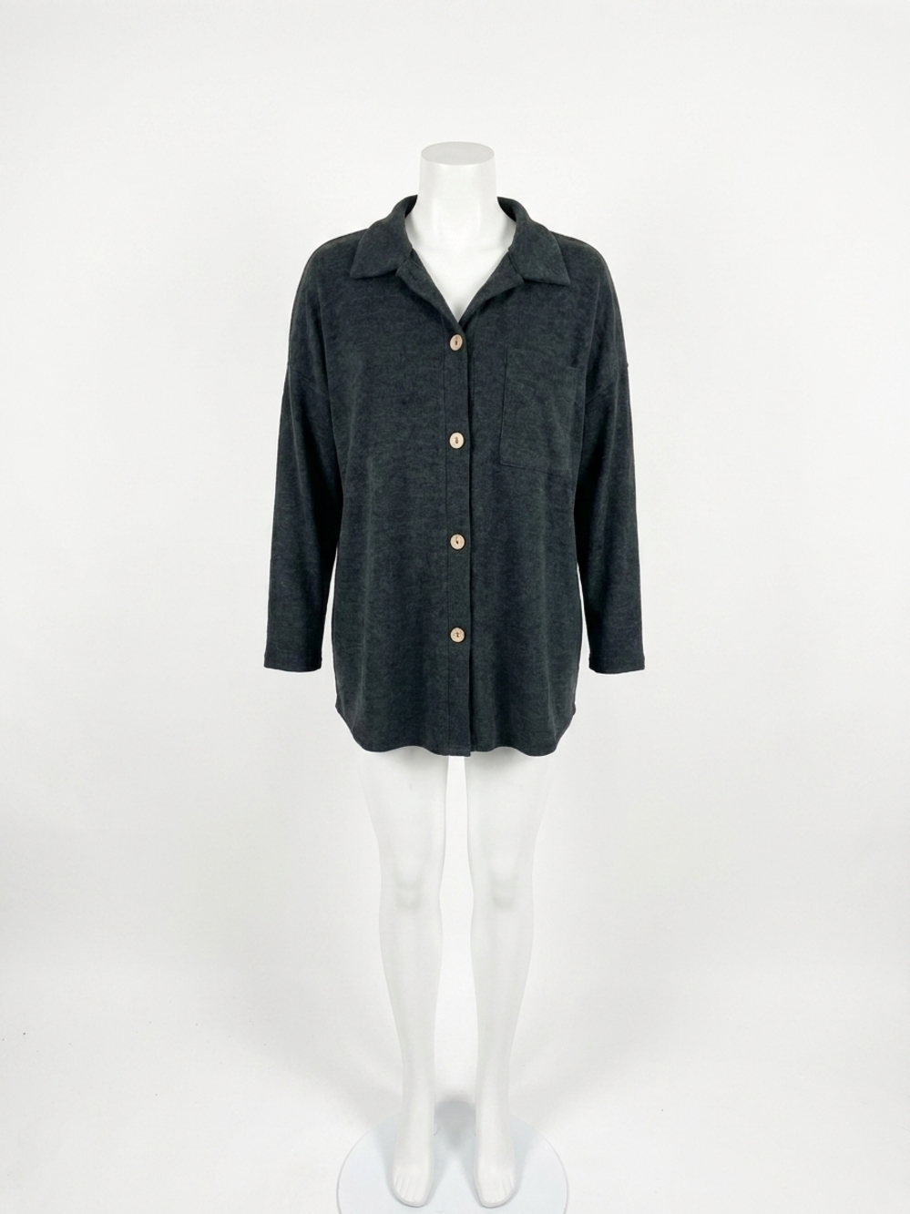 NEW HONEYME fleece button shirt jacket in black